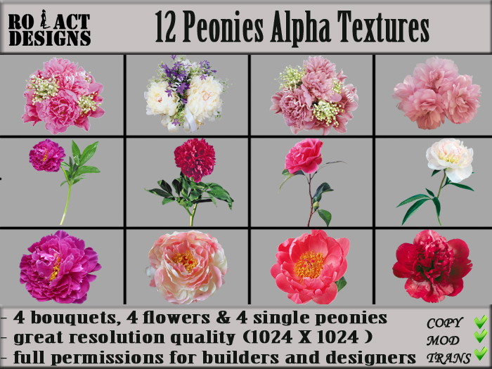 Ro!Act Designs 12 Peonies Alpha Textures