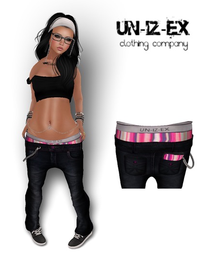 Mesh womens Low Slung Jeans With Boxer PINK STRIPE