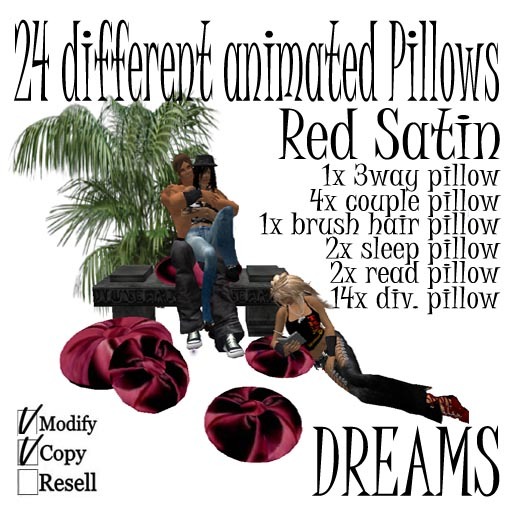 Furniture - 24 RED SATIN DIFFERENT ANIMATED PILLOWS