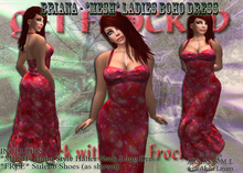 BRIANA - Mesh Boho Halter Dress - RED 