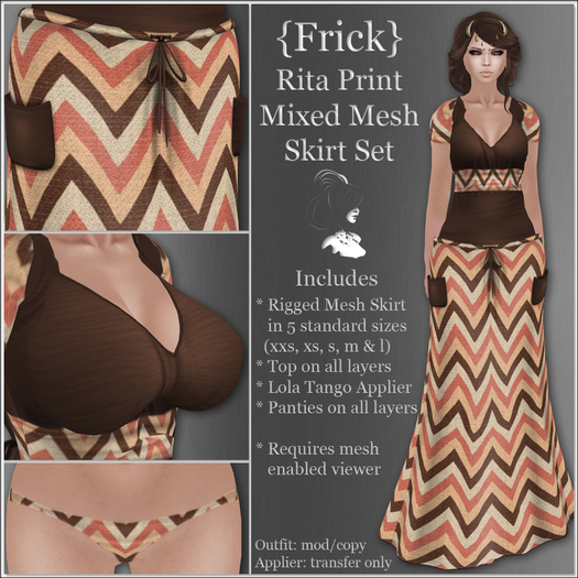 {Frick} Rita Print Mixed Mesh Skirt Set