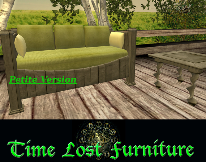 Petite Rustic Wooden Cuddle Couch Set