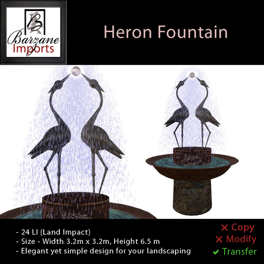 BARZANE Imports - Heron Fountain Boxed