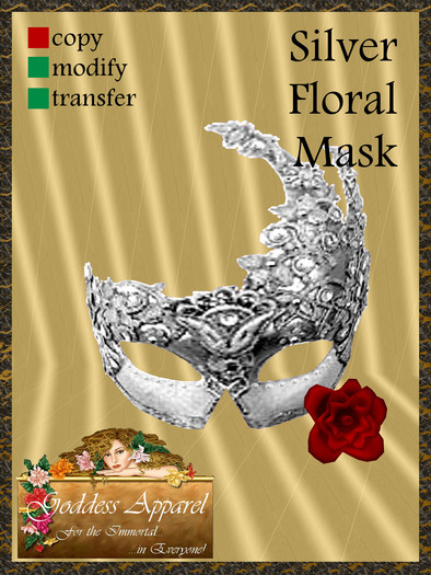 *Goddess* Silver Floral Mask