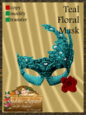 *Goddess* Teal Floral Mask