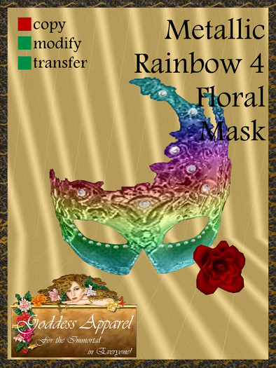 *Goddess* Metallic Rainbow4 Floral Mask