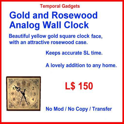 Gold and Rosewood Analog Wall Clock