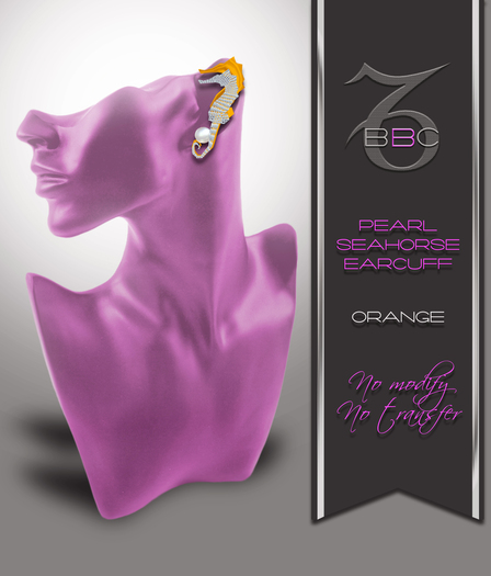 :::BBC:::Pearl Seahorse EarCuff-Purple