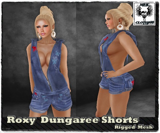 MIUK - Roxy  Rigged Mesh_Dungaree Shorts  XS,S,M,L,XL