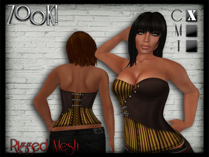 ZK Wrap Corset (Rigged Mesh) Steampunk Stripe