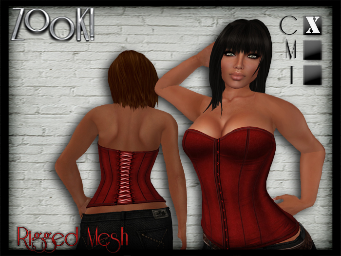 ZK! Corset (Rigged Mesh) Scarlet Velvet