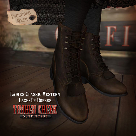 [Timber Creek] Lace-Up Ropers-Brown-Boxed