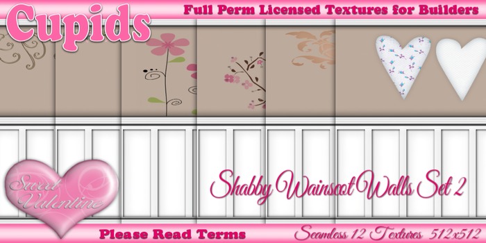 *Cupids Textures * 12 SEAMLESS SHABBY WAINSCOT WALLS SET 2