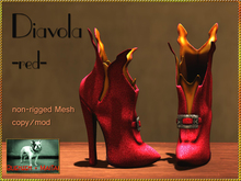 Bliensen + MaiTai - Diavola - Shoes - Goth Ankle Boots - Red