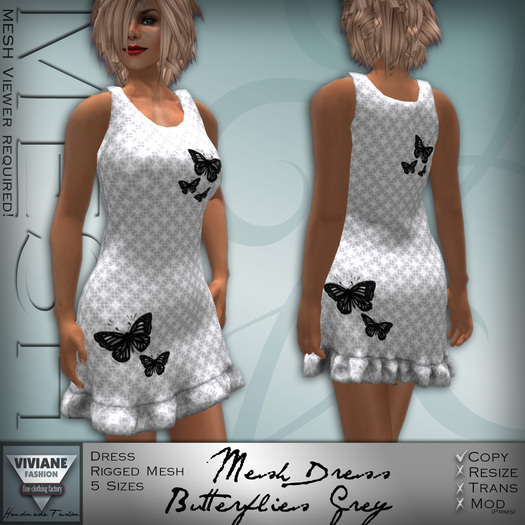 VF MESH Dress Butterflies Grey