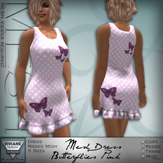 VF MESH Dress Butterflies Pink
