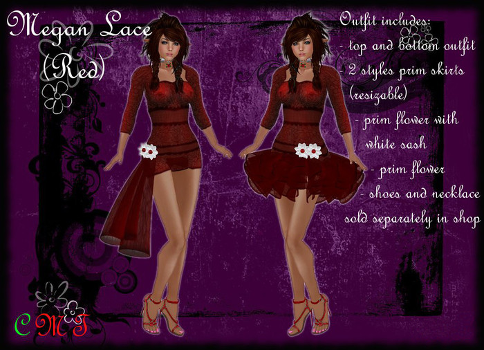 ~SPC~Megan Lace Dress-Red