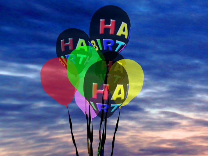 BIRTHDAY  BALLOON  A  BOUQUETS   ANIMATED TURNING FUN GIFT  BALLOONS OVER THE HILL GOTH 