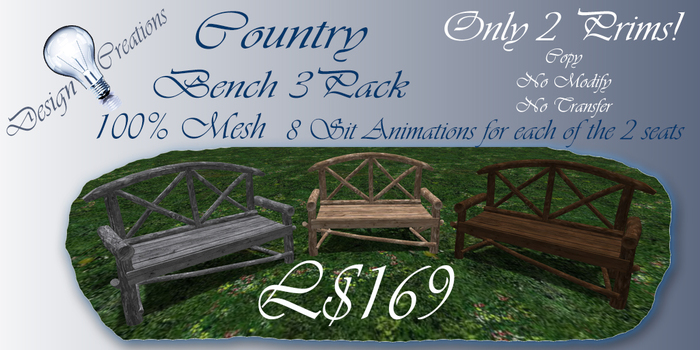 Rustic Country Bench Pack (crate)