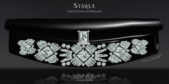 Starla Jeweled Clutch Purse in Midnight by Chop Zuey Couture Jewellery