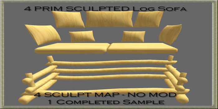 ++ 4 prim Sculpted Log Sofa
