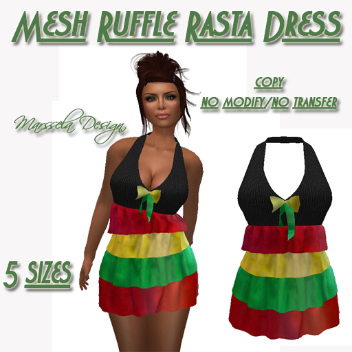 Mesh Ruffle Rasta Dress