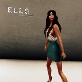 [Elle] Chevron Tank w/ Teal Skirt