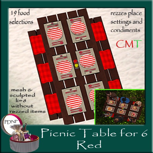 PDN: Picnic Table for 6 Red boxed