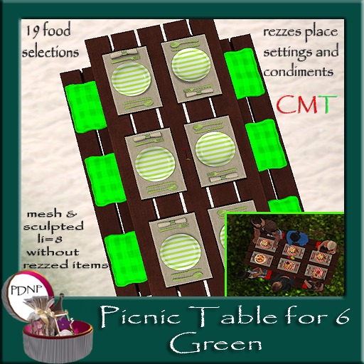 PDN: Picnic Table for 6 Green boxed