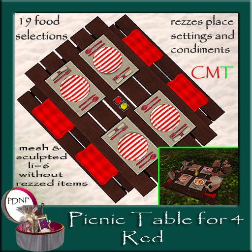 PDN: Picnic Table for 6 Red boxed