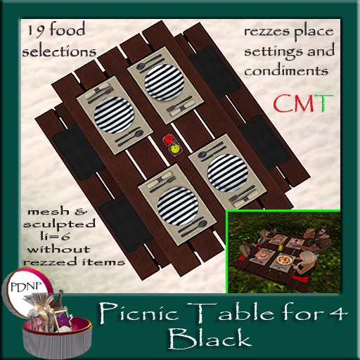 PDN: Picnic Table for 4 Black boxed