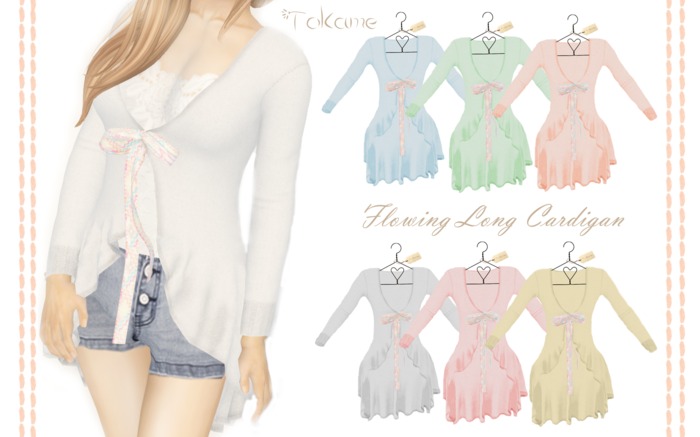 .Tokame. Flowing Long Cardigan Babyblue