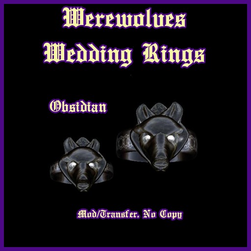 CLEARANCE - Werewolves Wedding Rings Obsidian