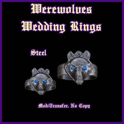 Werewolves Wedding Rings Obsidian