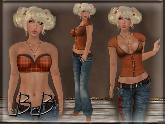 ::BnB:: Just for Fun~Fall/plaid~ mesh jean set with Lolas Tango appliers included