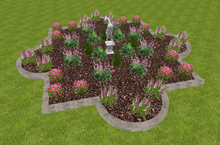 Garden with Rearing Horse Statue 