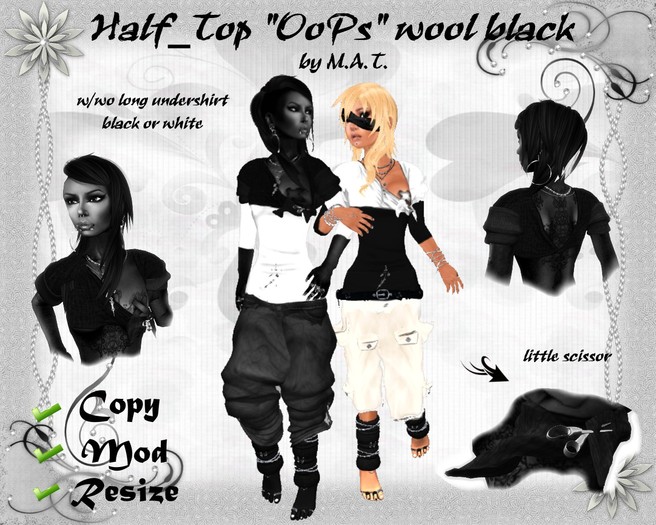 M.A.T. Half Top "OoPs" wool black