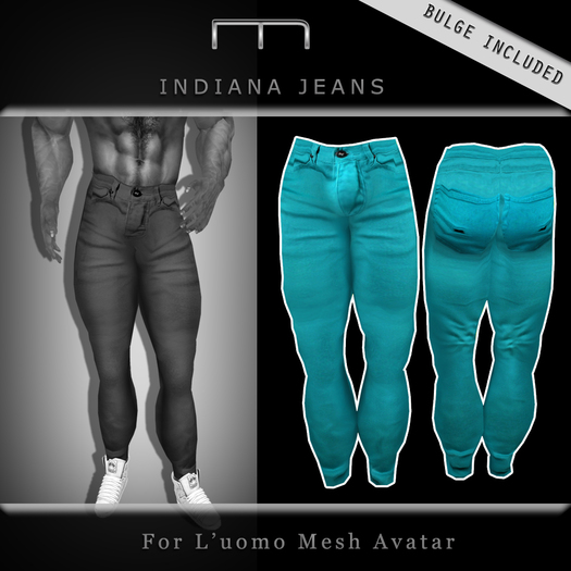 (M) Indiana Jeans - Turquoise (For L'uomo Mesh Avatar)
