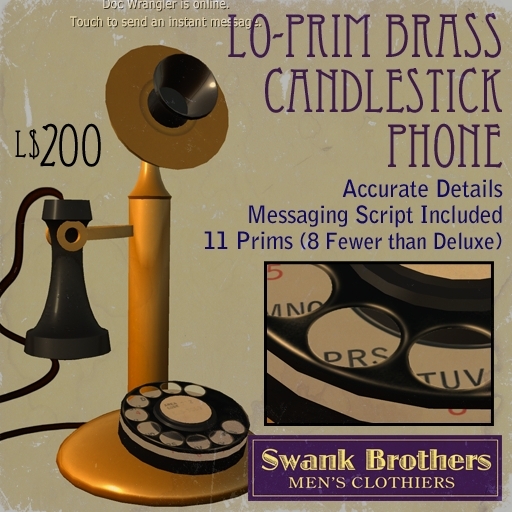 Lo-Prim Brass Candlestick Phone