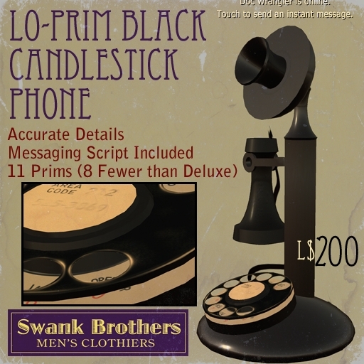 Lo-Prim Black Candlestick Phone
