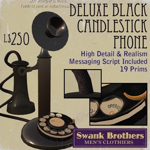 Deluxe Black Candlestick Phone