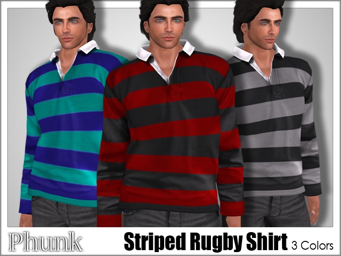 [Phunk] Mesh Men's Striped Rugby Shirt