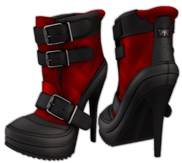 AngelRED - Mesh Meli Boot Heels [BloodRed]