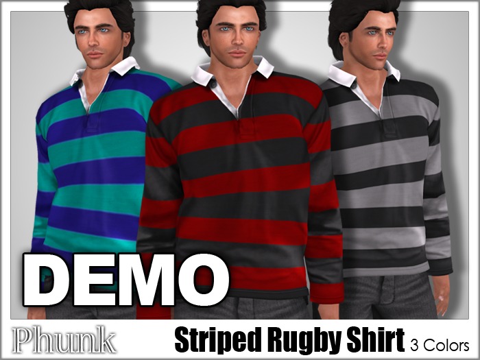DEMO [Phunk] Mesh Men's Striped Rugby Shirt