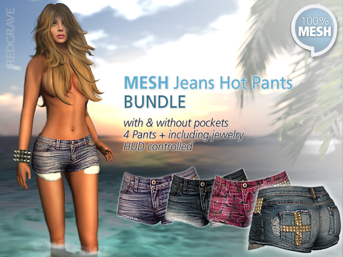 MESH Jeans-Hotpants with studs - BUNDLE - REDGRAVE