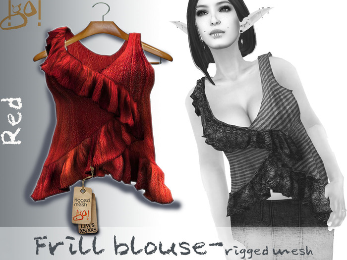 !gO! Frill Blouse - Red (wear)