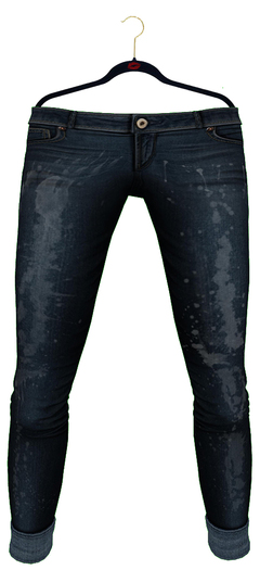 -FB- Rizzo Jeans Med Blue Hand Print/Paint Splater