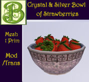 1 Prim Mesh Crystal and Silver Bowl of Strawberries