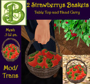 2 Baskets  of Strawberries for Display and Carrying, .5LI