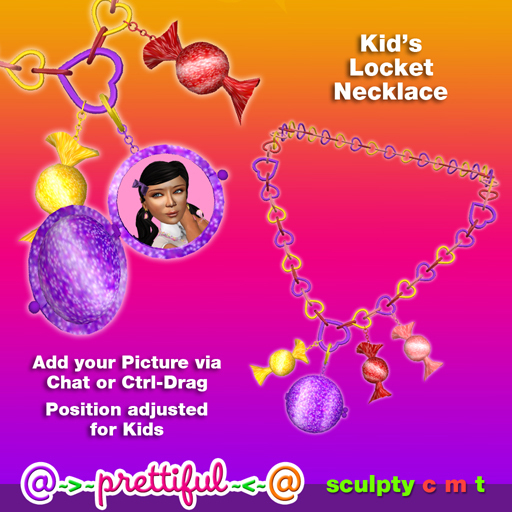 @~>~ PrettiFuL ~<~@ Locket Necklace [ Hard Candy ] Kids